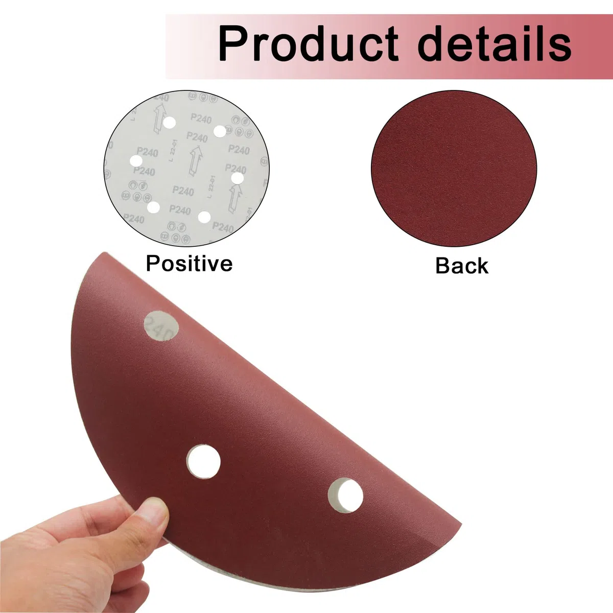 Senmai Tools Disco abrasivo de 225 mm, 20 discos abrasivos circulares, lijadora para papel de lija de 6 agujeros, papel de lija para lijadora en seco jirafa(grano 40)