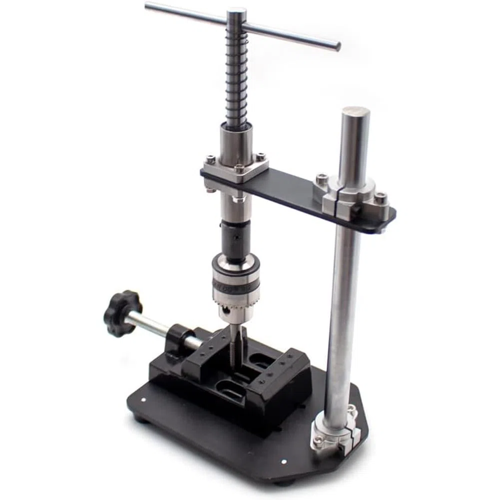 Máquina de roscado manual para roscado de precisión de madera, plástico, metal, herramienta guía de grifo de banco con pinza B12 y 6 grifos, ideal para proyectos de bricolaje