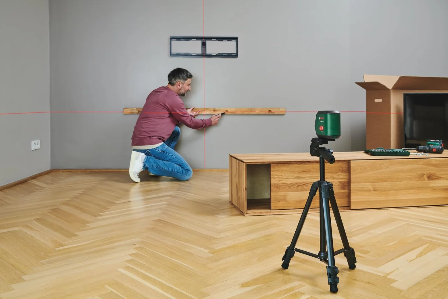 Bosch nivel láser de líneas cruzadas UniversalLevel 2 con trípode (láser de líneas cruzadas, incl. puntos de plomada para una alineación precisa y una transferencia sencilla)