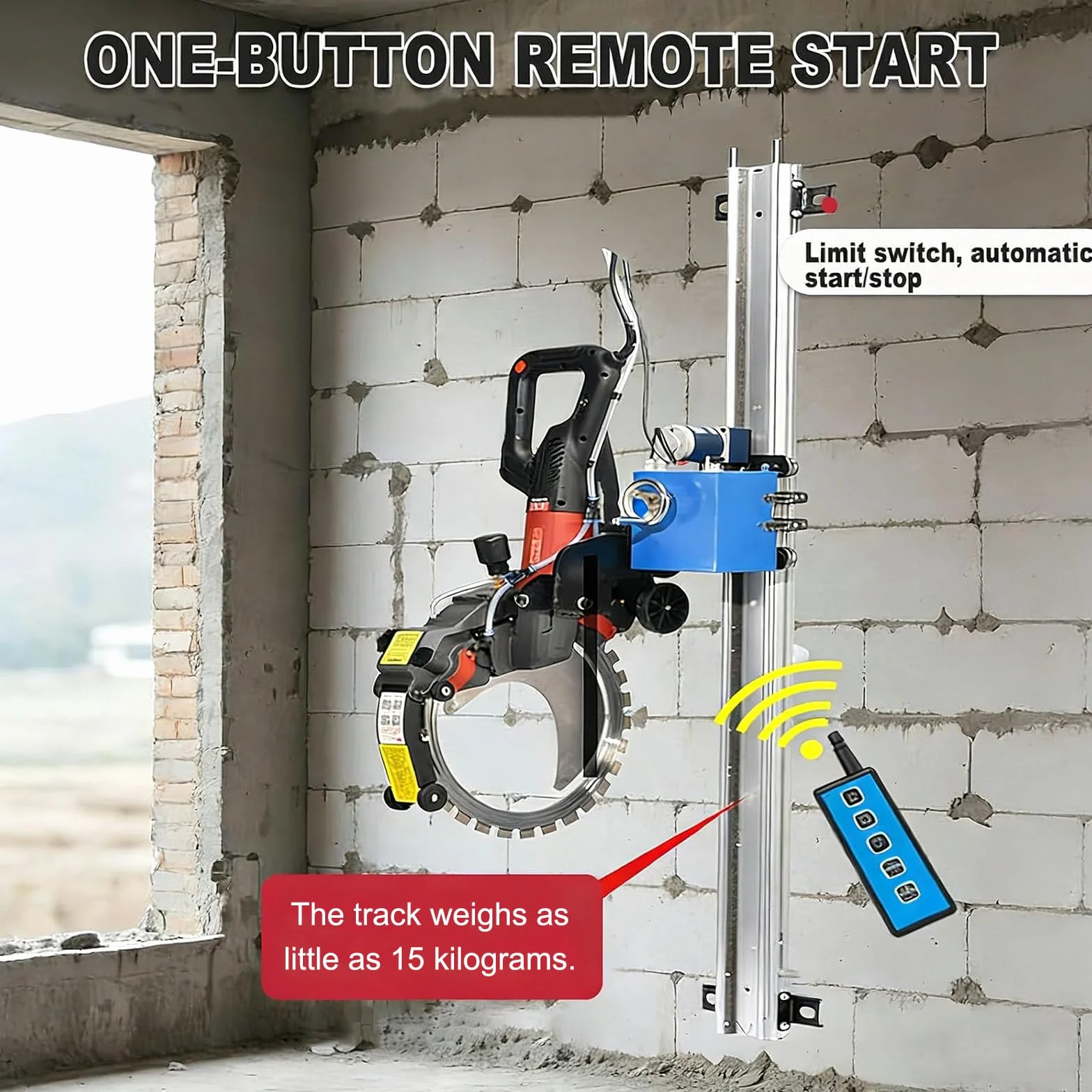 Guía para Sierra Circular para Mampostería y Azulejos, Guía de Corte con Alimentación Automática y Control Remoto, Riel de Aleación de Aluminio Empalmable 2m/6.6ft