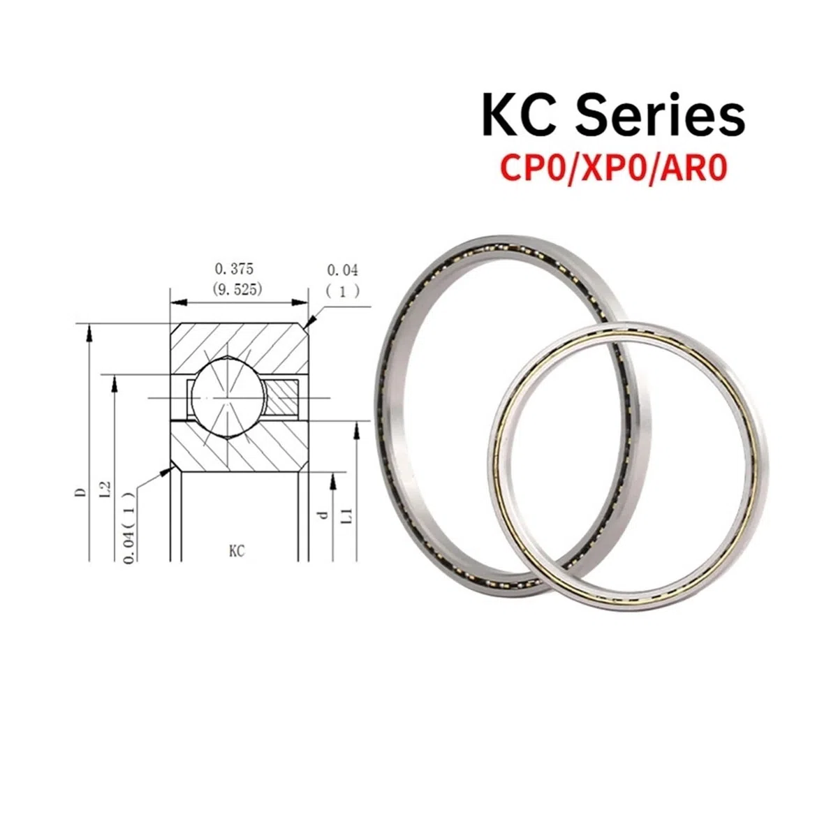 1 Uds. Rodamiento de sección Constante de Pared Delgada Serie KC Altura 9.525mm 0.375 Pulgadas KC040 050 070 080 110 120 CP0 XP0 AR0(CP0,KC050)