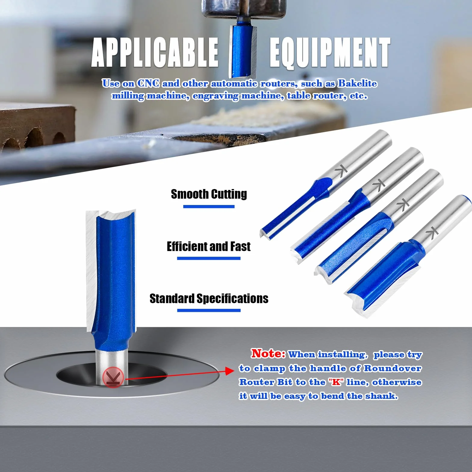 ASNOMY 1Pc Profesional Juego de Fresas para Madera Vástago de 8 mm, 8mm Doble Flauta Fresa Recta, Herramientas Carpinteria Fresa para Fresadora para Madera
