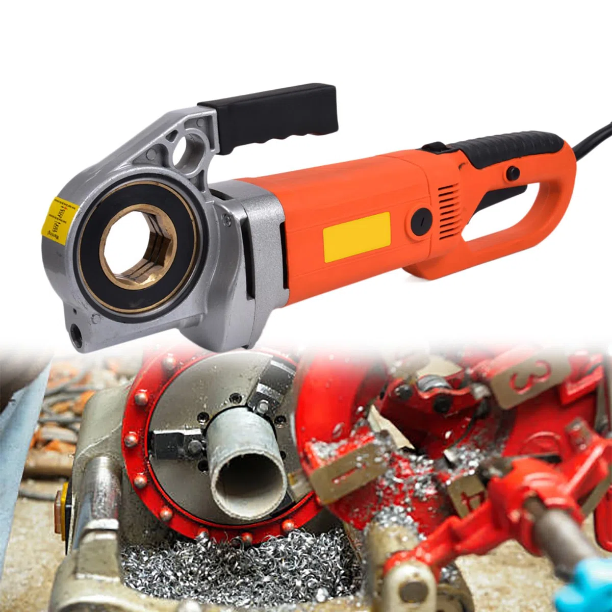 Roscadora de Tubos Eléctrica, Máquina Roscadora de Tubos de 2300 W con 6 Matrices, Máquina Roscadora de Tubos Portátil con Motor de Cobre, Kit de Roscado de Tubos Eléctrico Portátil