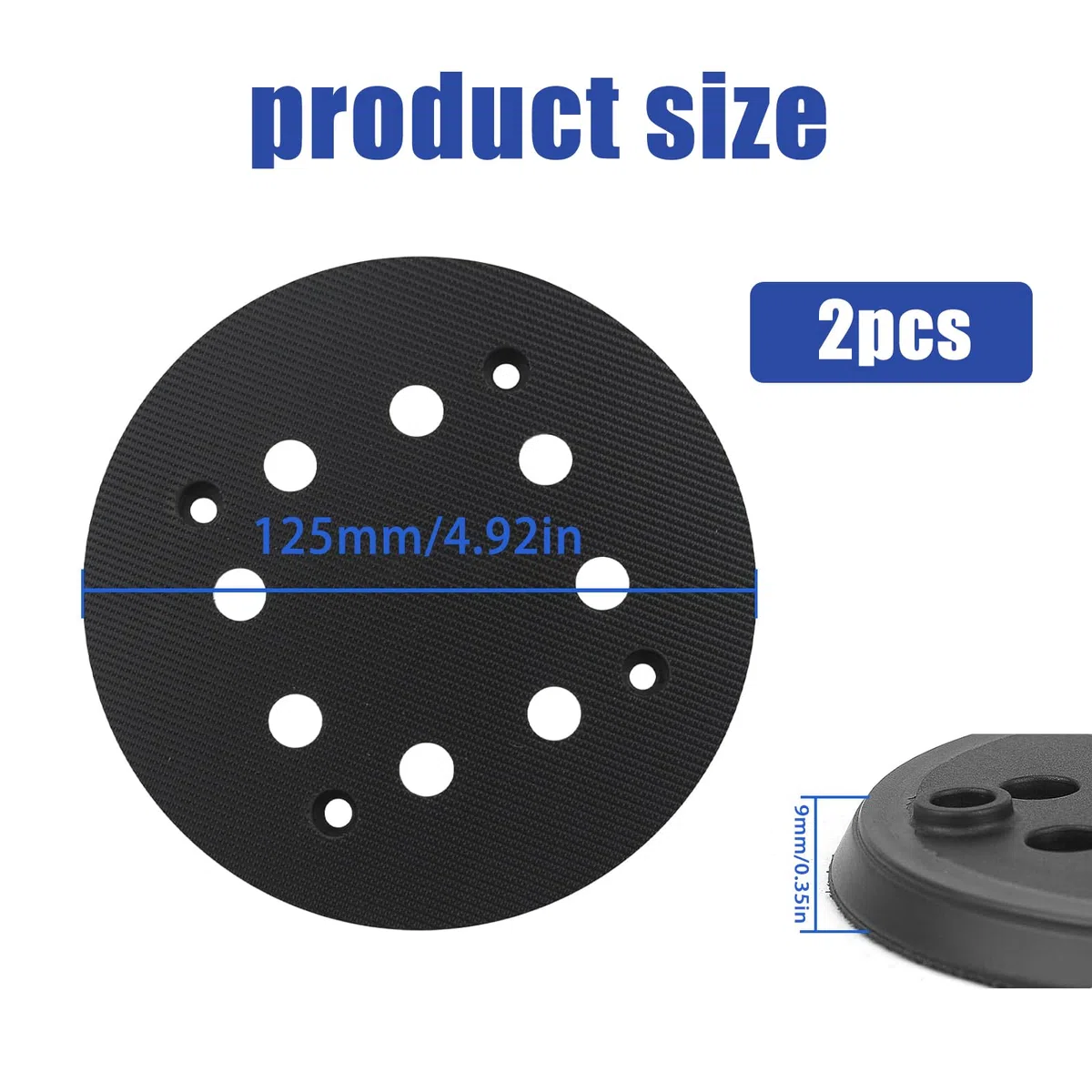 2 piezas 125MM Almohadilla de Lijadora de Reemplazo Orbital de Gancho y Hebilla de 8 Agujeros Bandeja de Lijado, Compatible con la Lijadora Excéntrica Bosch PEX 270 A y PEX 270 AE con Tornillos