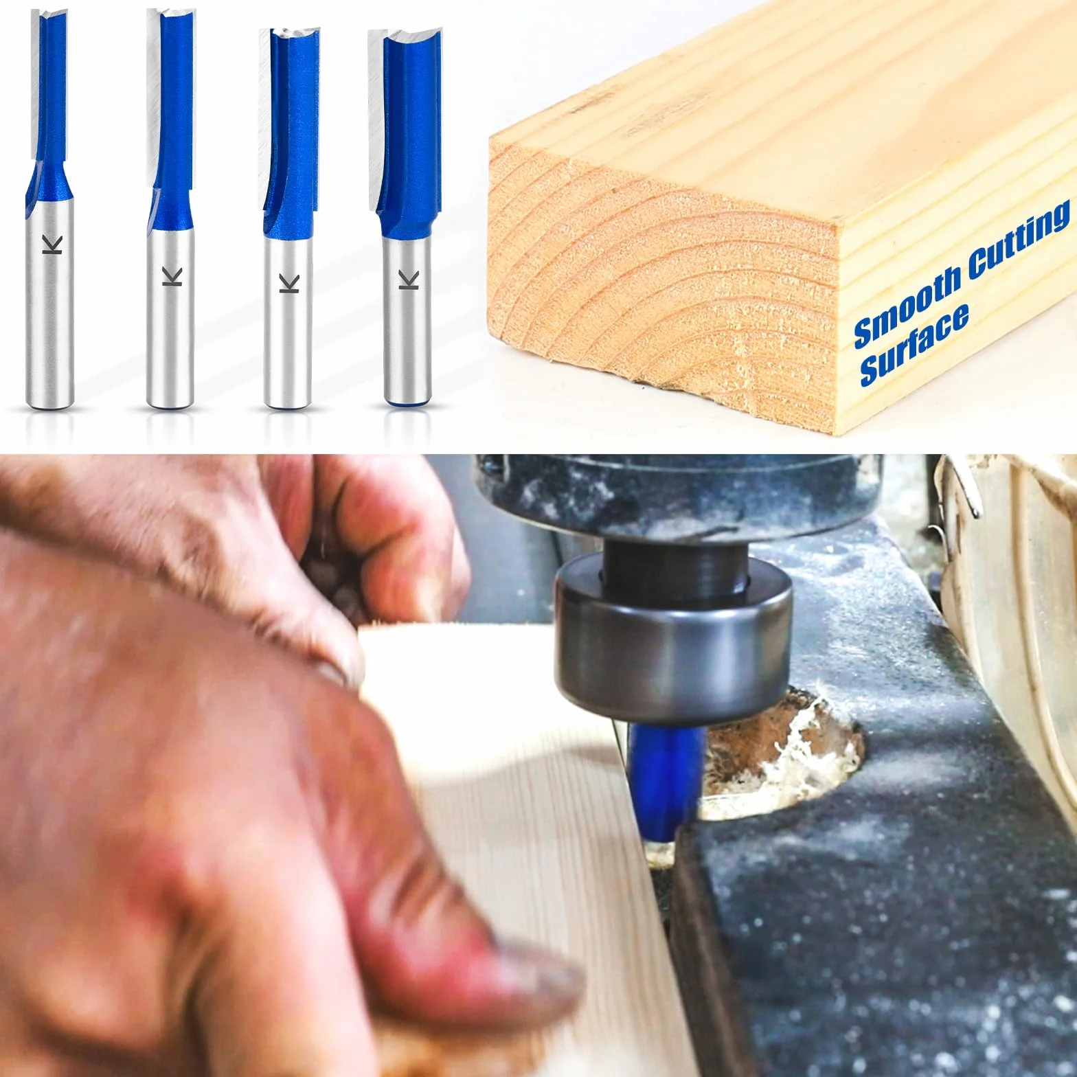 ASNOMY 1Pc Profesional Juego de Fresas para Madera Vástago de 8 mm, 8mm Doble Flauta Fresa Recta, Herramientas Carpinteria Fresa para Fresadora para Madera