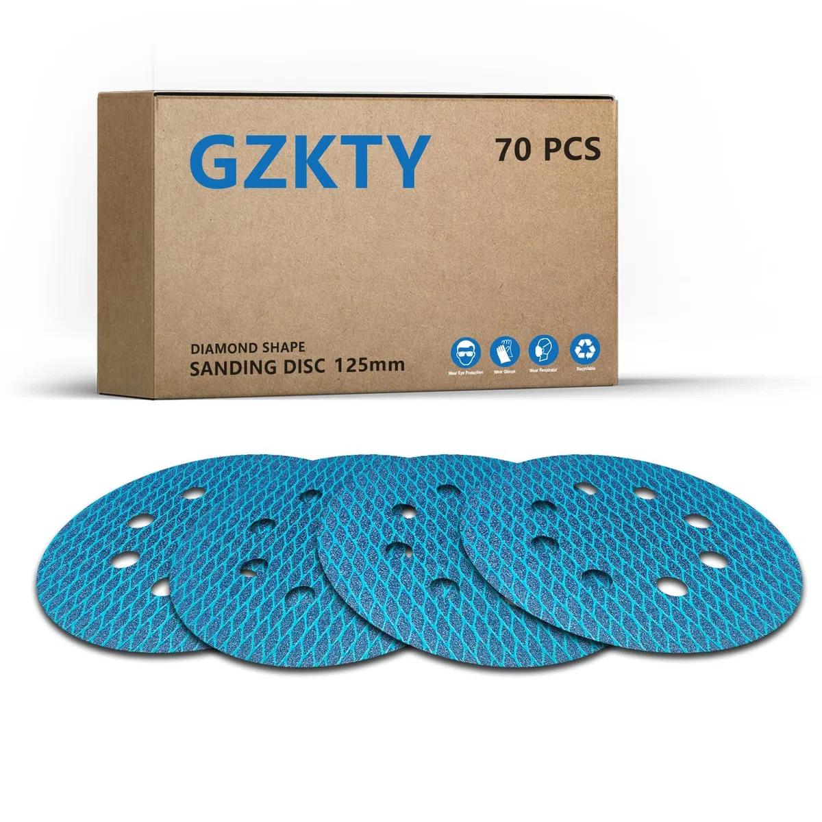 70 Discos Lija 125mm 40 Grano | 8 Agujeros Extracción Polvo | Papel Abrasivo para Desbaste Profundo en Madera | Compatible con Lijadoras Orbitales/Excéntricas