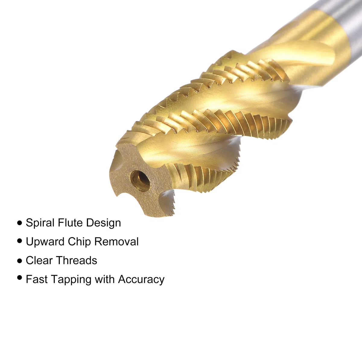 sourcing map Espiral Flauta Roscar Macho M12 X 1,25, Métrico HSS (Alta Velocidad Acero) Titanio Chapado Máquina Rosca Roscar Macho 4 Flautas Toque Herramienta H2 Tolerancia