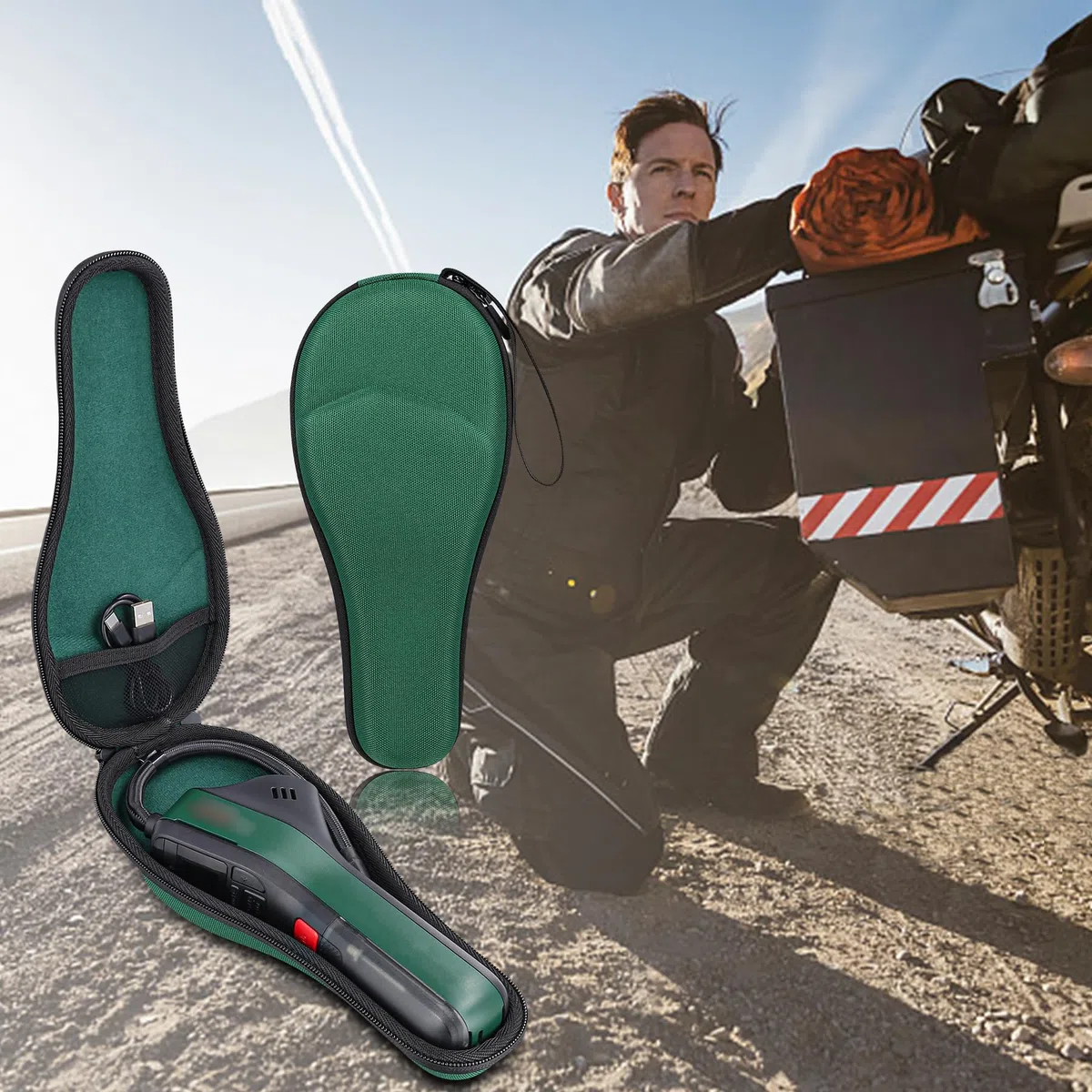 co2CREA Duro Viajar caja estuche funda para Bosch Bomba de Aire Bicicleta/Compresor de Aire a Batería EasyPump(funda solo,Case Only)