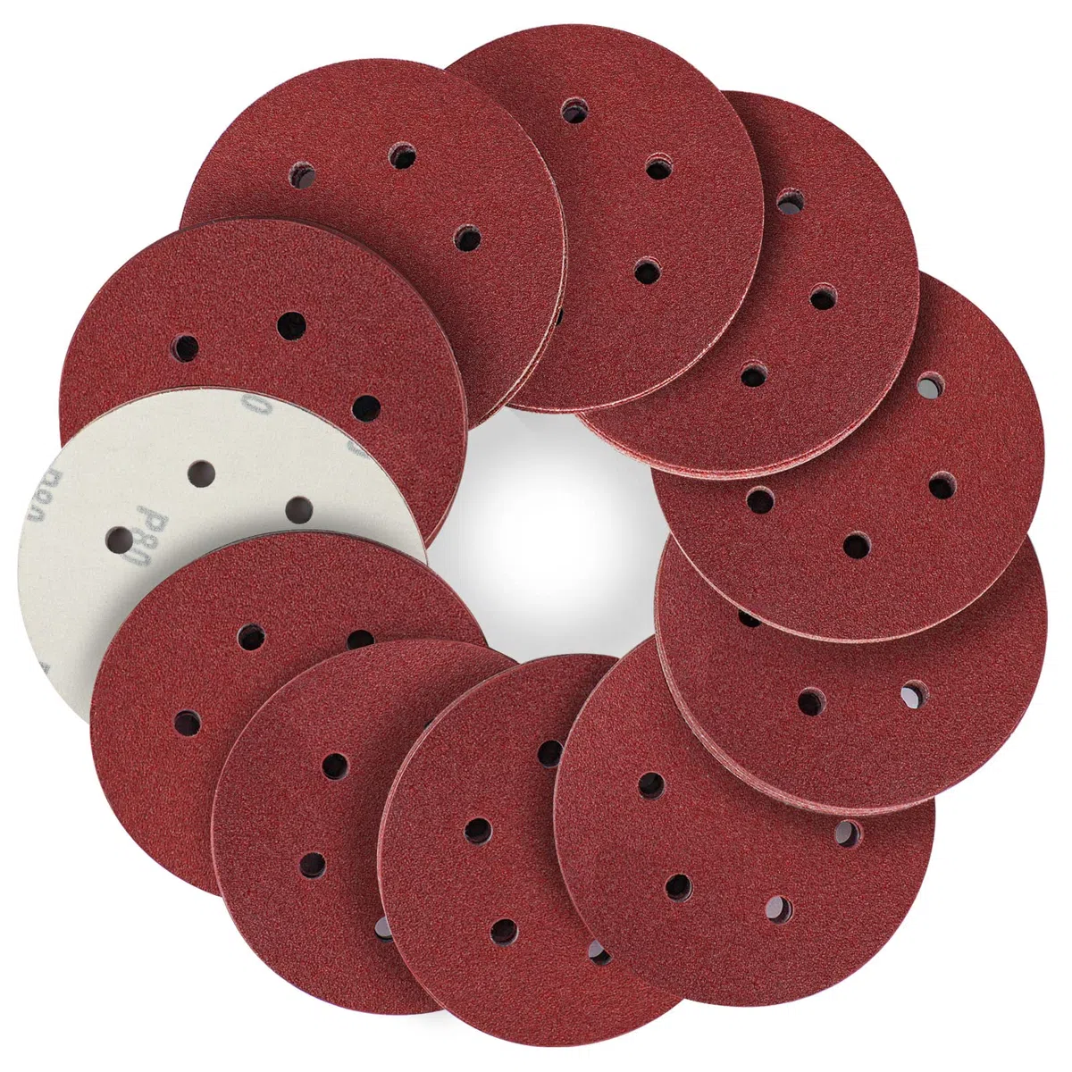 STEBRUAM Discos de lija 50 piezas, Papeles de Lijas 150mm, Abrasivos con 6 Agujeros 80 granos para Lijadora Excéntrica y Lijadora Orbital