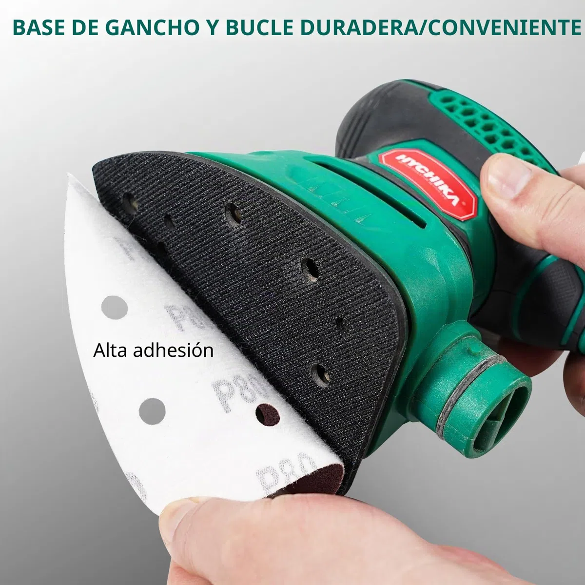 HYCHIKA Lijas Para Lijadora, 60 Piezas 140 x 80 mm 6 Agujeros, Gancho y Bucle, Grano 60/80/100/120/180/240, Compatible con HYCHIKA 140W Lijadora, Número Modelo: TX104