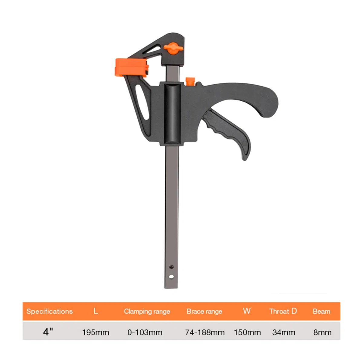 Abrazadera de barra separadora ajustable para carpintería, kit de clip de 4 pulgadas, abrazadera de trinquete de liberación rápida, abrazadera de barra de trabajo de compresión rápida (tamaño: 4 pul