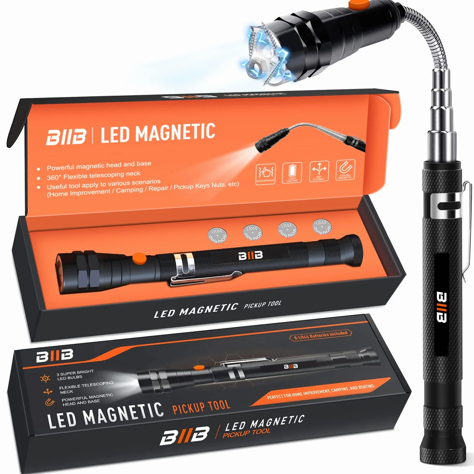 BIIB Regalo Dia del Padre, Regalos Originales para Hombre, Gadgets Tecnologicos, Herramienta Magnetica con LED, Regalo Hombre Cumpleaños Mujer, Día del Padre Regalos