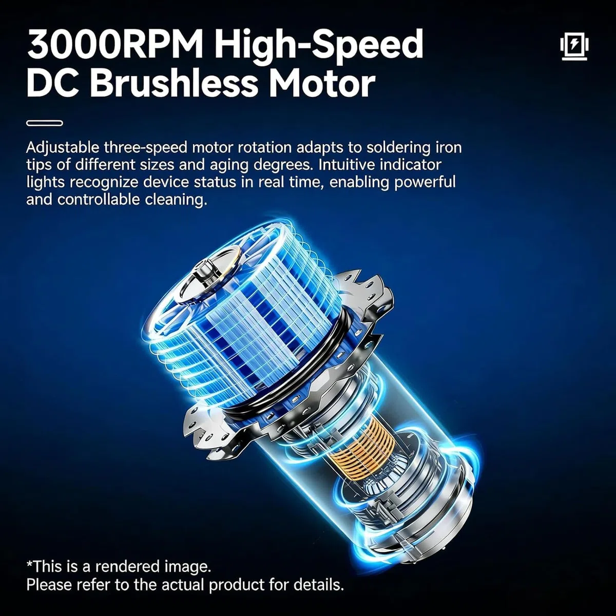 JOSBY Desoldadora automática, Limpiador de Puntas de Soldadura de 3000 RPM, con Dos cepillos, Cepillo de Cobre Ultrafino de 0,1 mm, cajón magnético, Control Inteligente, inducción capacitiva