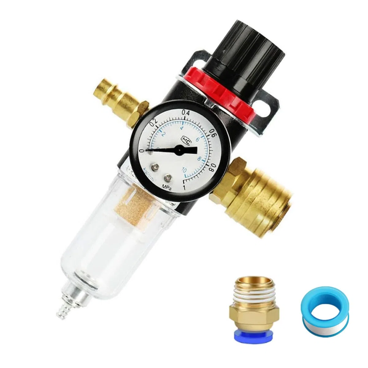 Unidad de mantenimiento de aire comprimido reductor de presión 1/4", regulador de aire comprimido con acoplamientos rápidos alemanes y separador de agua para compresor filtro