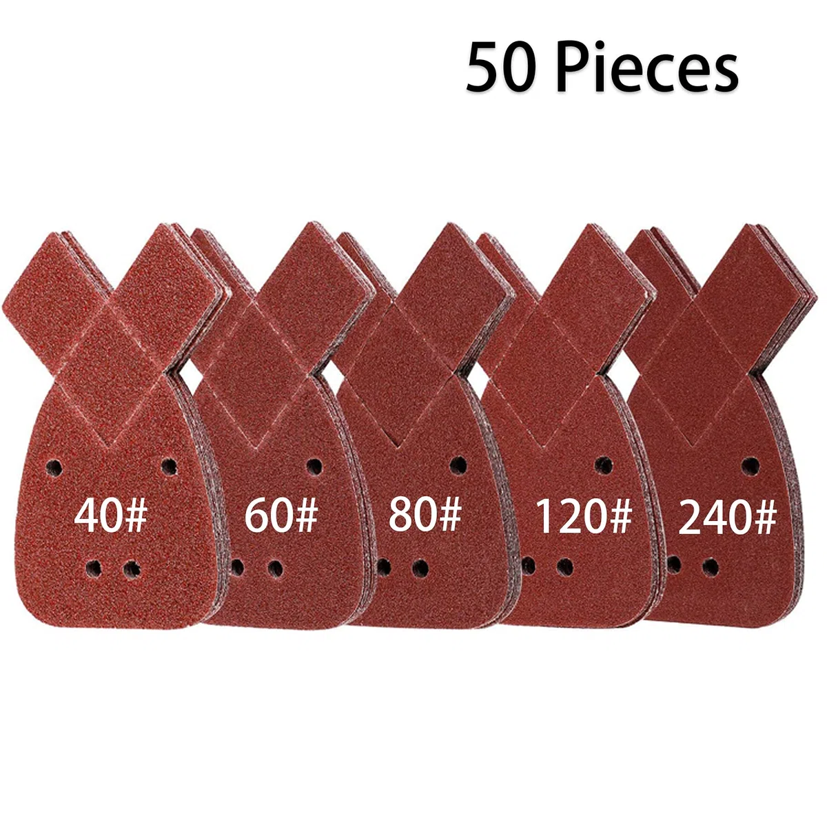 50 Hojas de Lija Mouse de Papel de Lija Triangular, 4 Agujeros, Grosor 40/60/80/120/240 para Black and Decker Lijadora Pulido/Eliminación de Oxido