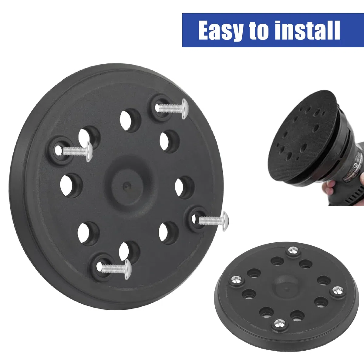 2 piezas 125MM Almohadilla de Lijadora de Reemplazo Orbital de Gancho y Hebilla de 8 Agujeros Bandeja de Lijado, Compatible con la Lijadora Excéntrica Bosch PEX 270 A y PEX 270 AE con Tornillos