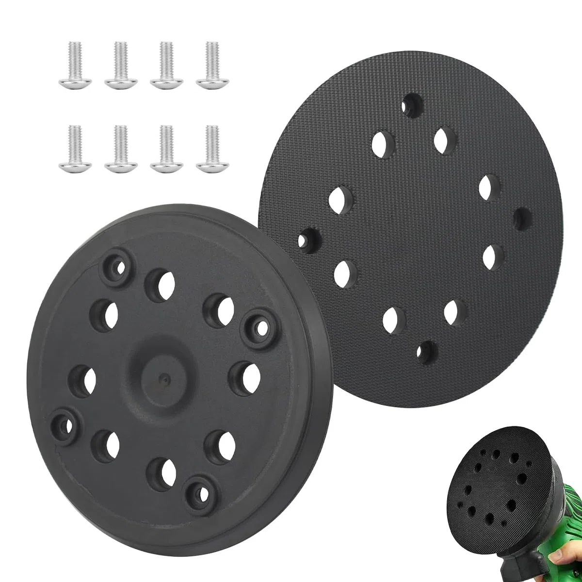 2 piezas 125MM Almohadilla de Lijadora de Reemplazo Orbital de Gancho y Hebilla de 8 Agujeros Bandeja de Lijado, Compatible con la Lijadora Excéntrica Bosch PEX 270 A y PEX 270 AE con Tornillos
