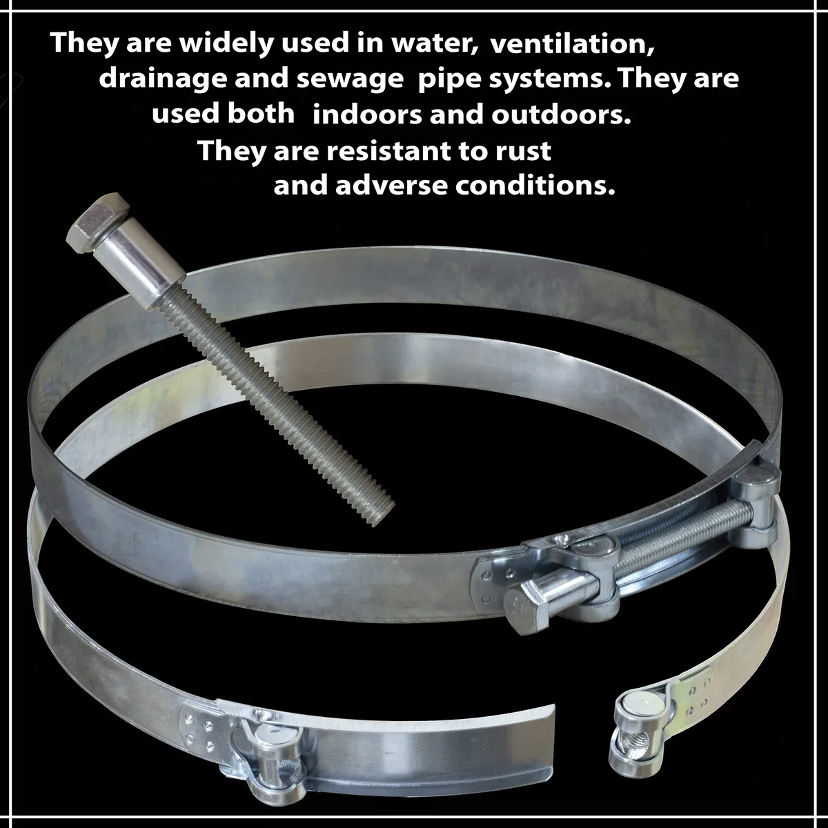 AERZETIX - Abrazadera de Sujeción con Muñón 188-200mm - Anchura de Banda 26mm - en Acero - Color Plata - para Fluidos Tubos Vainas Ventilación - Llave Plana