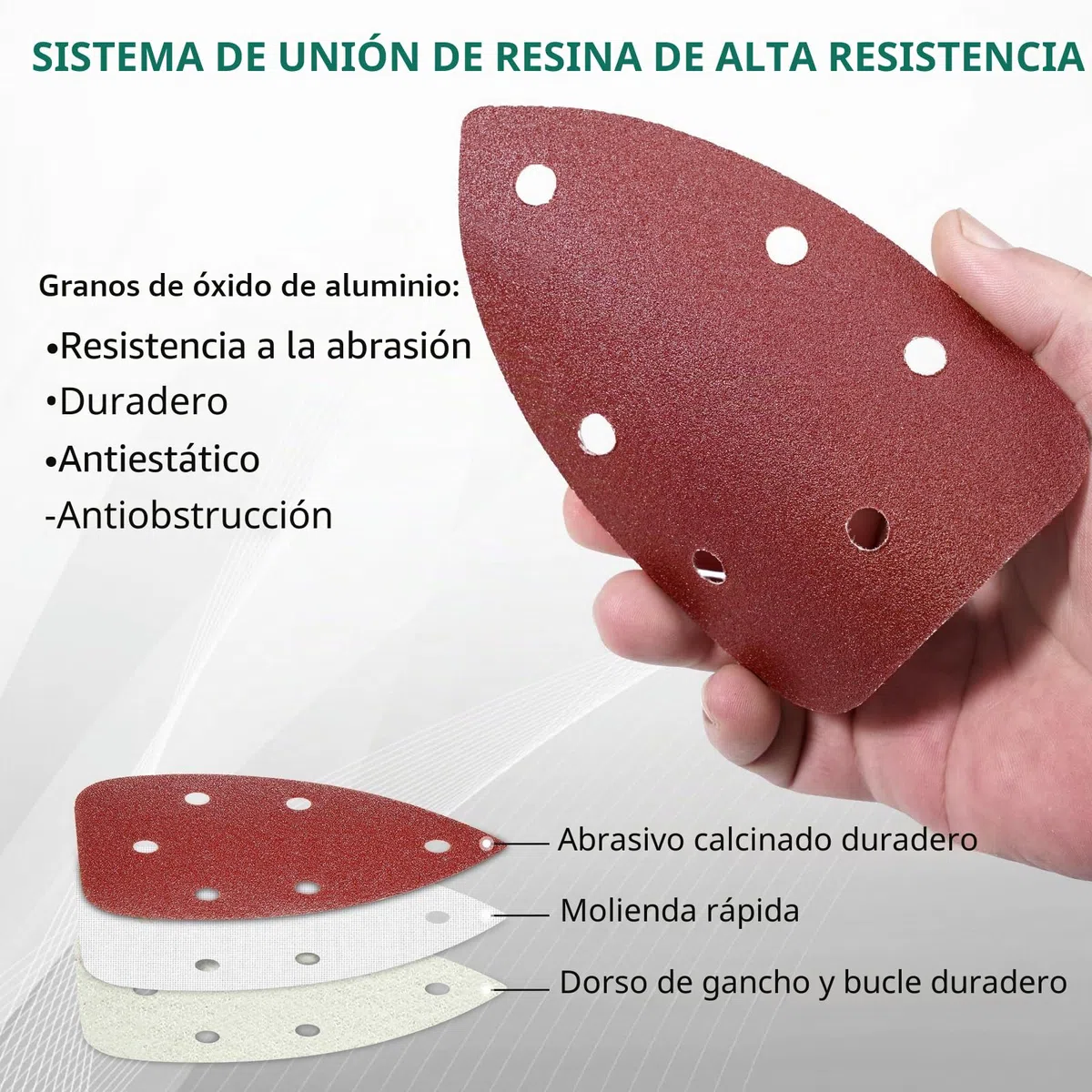 HYCHIKA Lijas Para Lijadora, 60 Piezas 140 x 80 mm 6 Agujeros, Gancho y Bucle, Grano 60/80/100/120/180/240, Compatible con HYCHIKA 140W Lijadora, Número Modelo: TX104