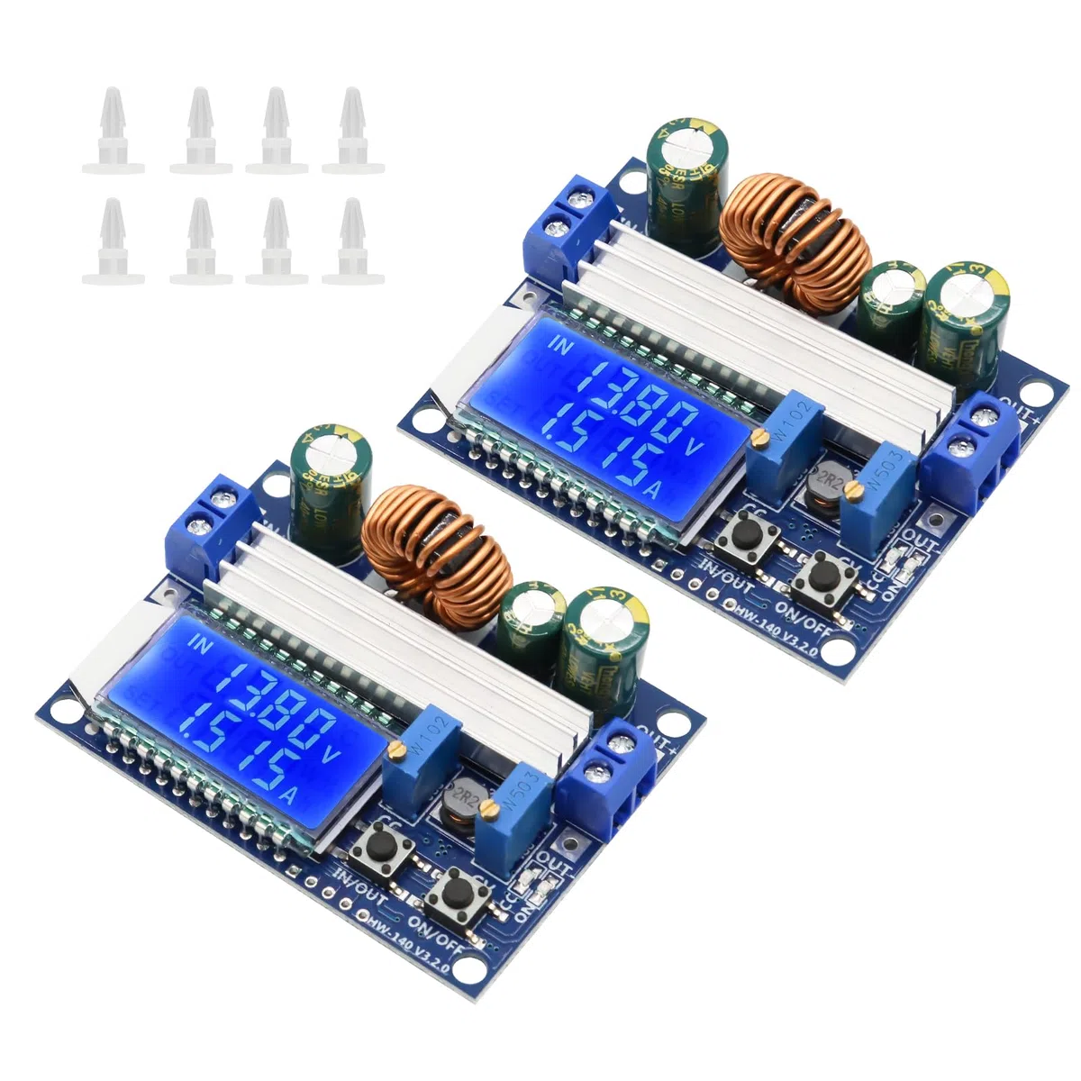 Módulo de Voltaje estándar DC-DC Boost/Buck Binghe Voltaje Constante Corriente Constante Buck Boost Convertidor de Potencia Auto Boost/Buck con Pantalla Digital LCD Compatible con Arduino (2pcs)