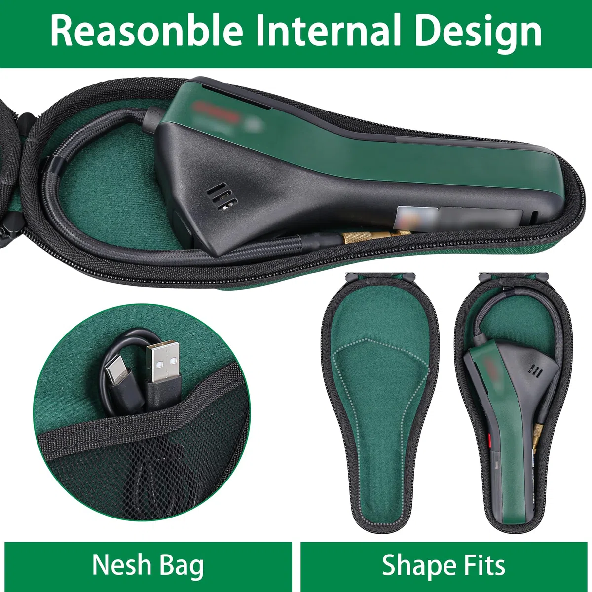 co2CREA Duro Viajar caja estuche funda para Bosch Bomba de Aire Bicicleta/Compresor de Aire a Batería EasyPump(funda solo,Case Only)