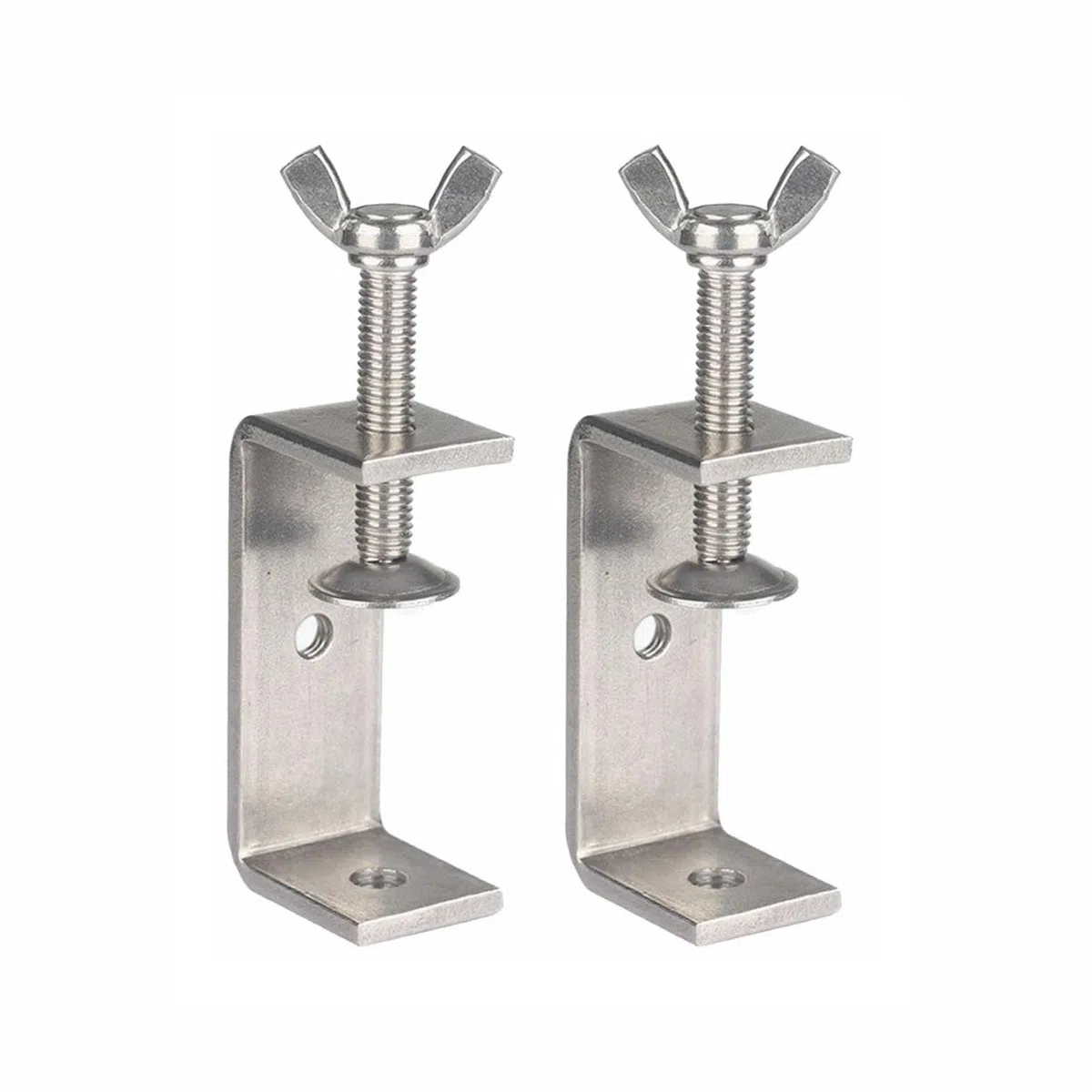 2 paquetes de pequeñas abrazaderas en C, abrazaderas en C de acero inoxidable 304 ajustables con aberturas anchas de mandíbula para escritorio, resistentes a la corrosión para carpintería, soldadura