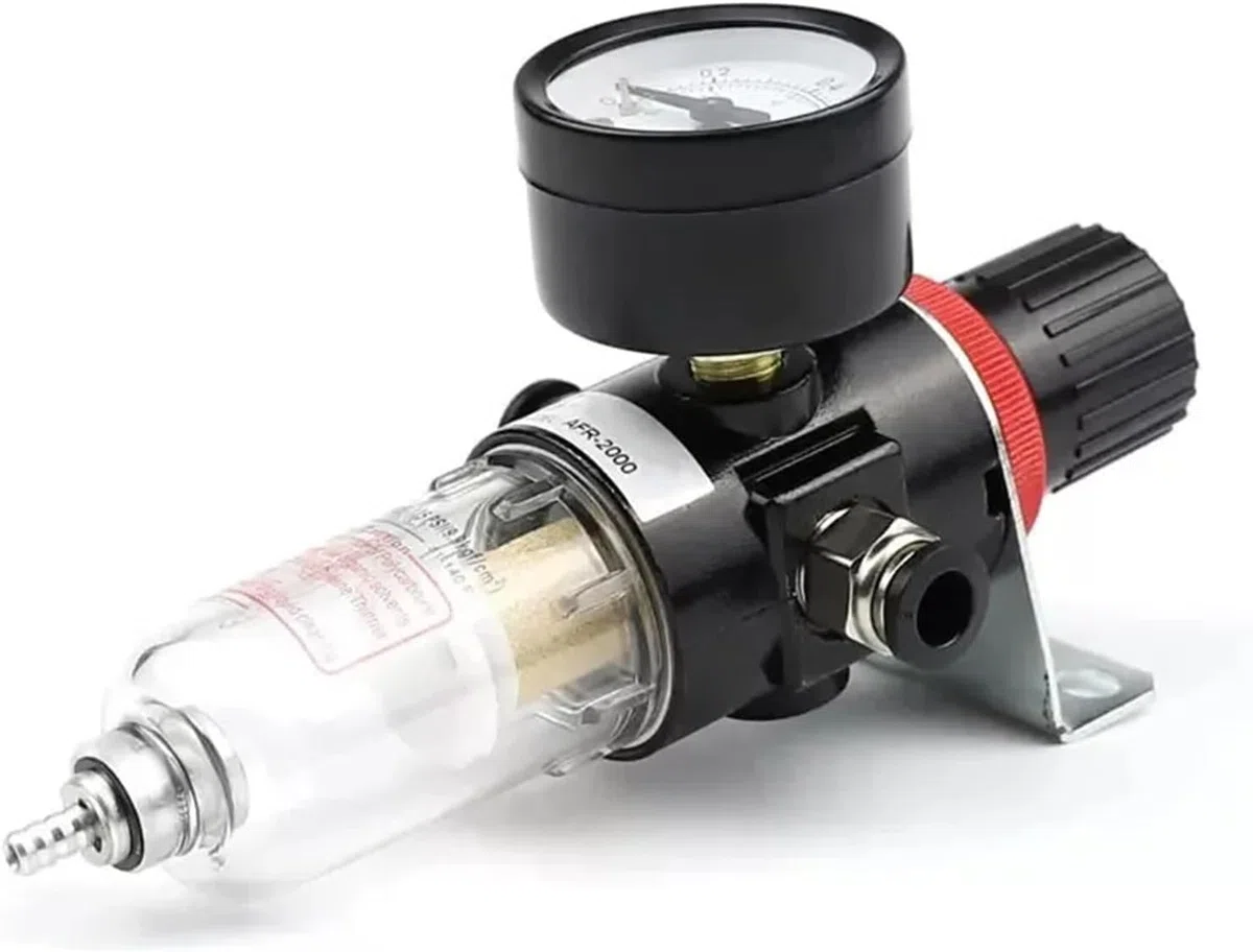 Unidad de mantenimiento de aire comprimido reductor de presión 1/4", regulador de aire comprimido con acoplamientos rápidos alemanes y separador de agua para compresor filtro