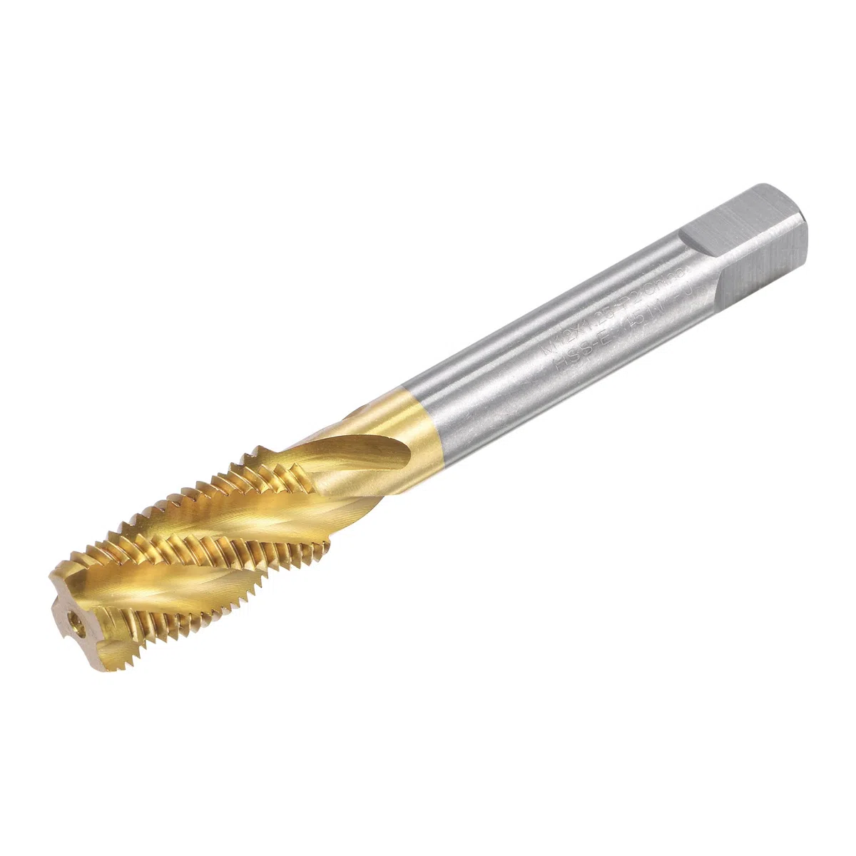 sourcing map Espiral Flauta Roscar Macho M12 X 1,25, Métrico HSS (Alta Velocidad Acero) Titanio Chapado Máquina Rosca Roscar Macho 4 Flautas Toque Herramienta H2 Tolerancia