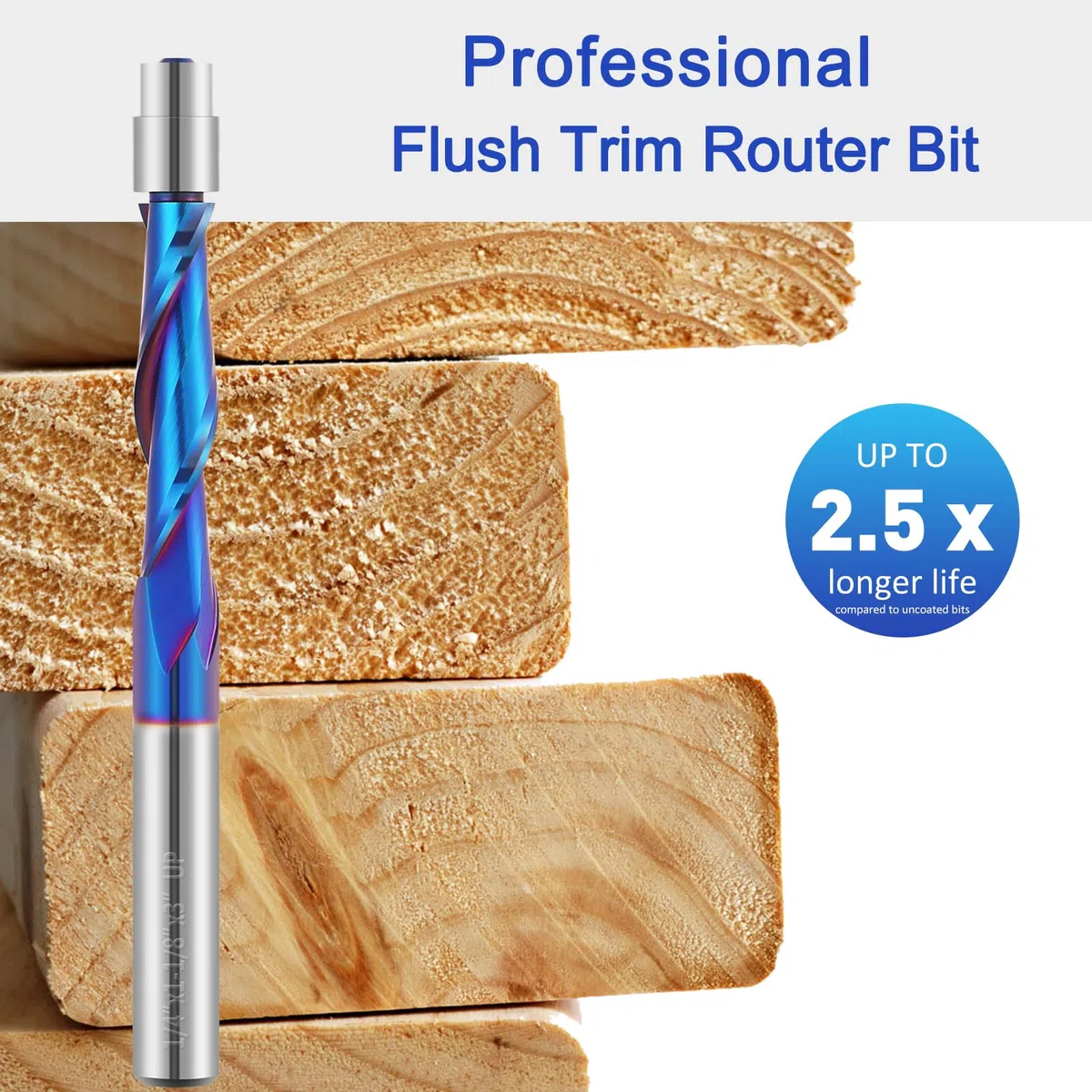 Brocas de enrutador de corte empotrado de 1/4 pulgadas con revestimiento nano azul Jiiolioa