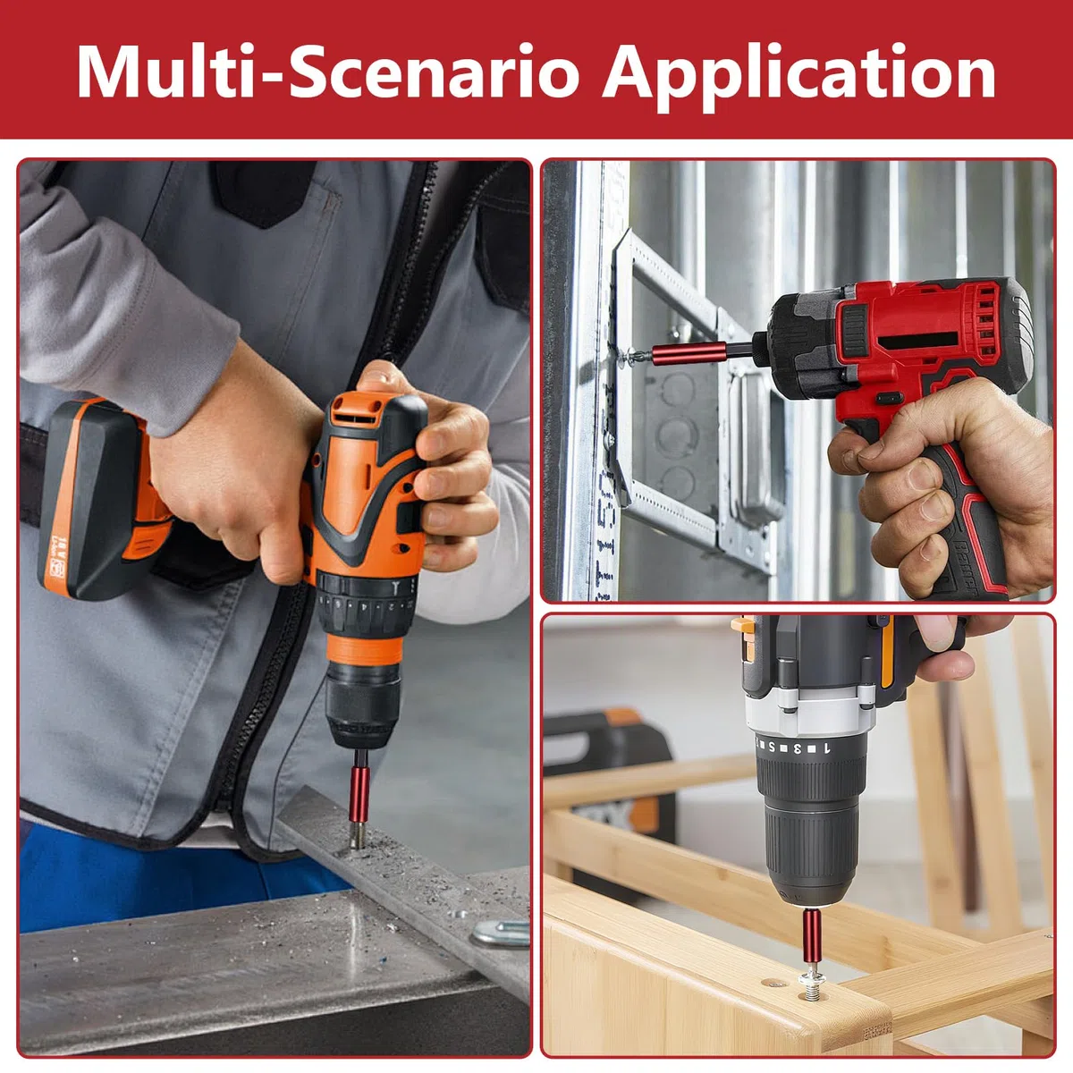 5 Pcs Extensiones de Puntas Magnéticas, 50/60/100/150/300 mm Porta Puntas Atornillador Magnetico, Portapuntas Magnetico, Varilla de Extensión de Punta Magnética Portapuntas de Rápido Magnéticos